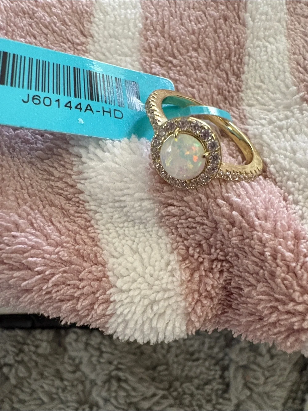 Gold Halo Opal Ring - Women Jewelry
